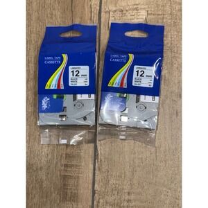 Brother TZe 231 Label Tape 12mm Black on‎ White Laminated 8m 2 Pack